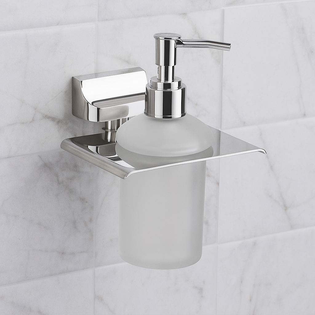 Qeyra Opera 304 Grade Stainless Steel Hand Wash Holder for Wash Basin/Liquid Soap Dispenser/Wall Mount/Bathroom Accessories - (Chrome Plating)