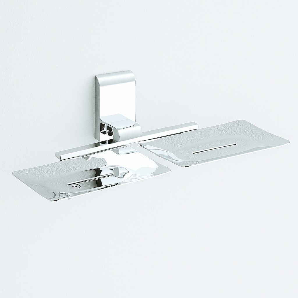 Qeyra Royal 304 Grade Stainless Steel Double Soap Dish for Bathroom/Soap Holder/Soap Stand/Soap Case/Bathroom Accessories - Chrome Plating