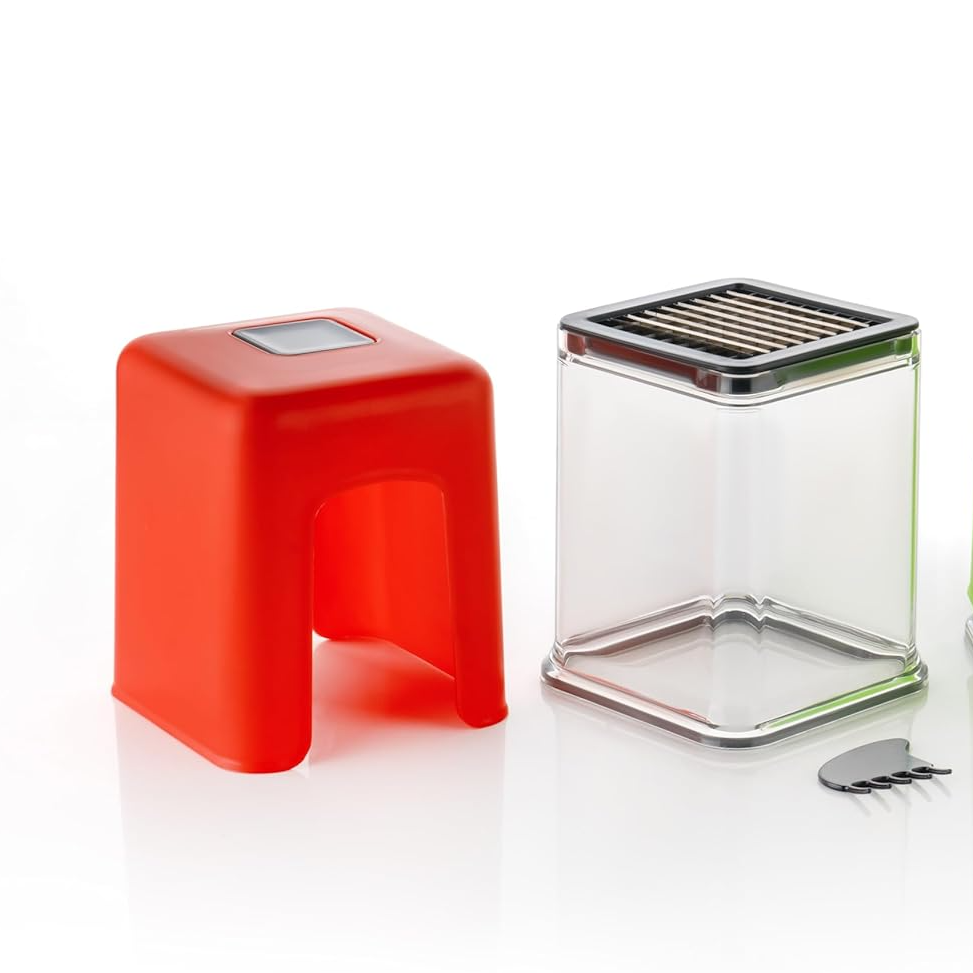 Qeyra Potato Chips French Fries Maker l Vegetable Slicer Cutter l Manual Chopper (Square-Plastic) for Kitchen Heavy Quality (Red)