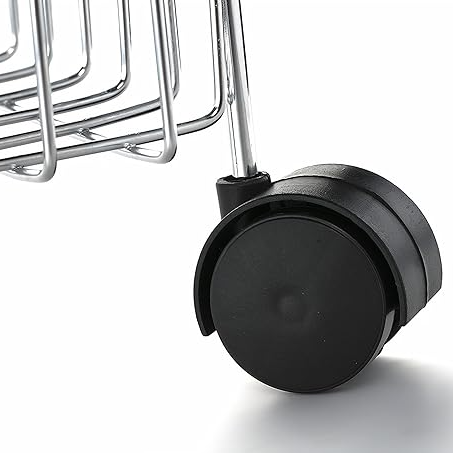 Qeyra Stainless Steel Kitchen Trolley, Fruits & Vegetable Trolley Container, Basket Organizer Holder Stand for Kitchen, Multipurpose Kitchen Trolley with Wheel