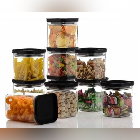 Qeyra Push cap 550ml Plastic Containers for Kitchen Storage Airtight & BPA Free Storage Boxes for Kitchen