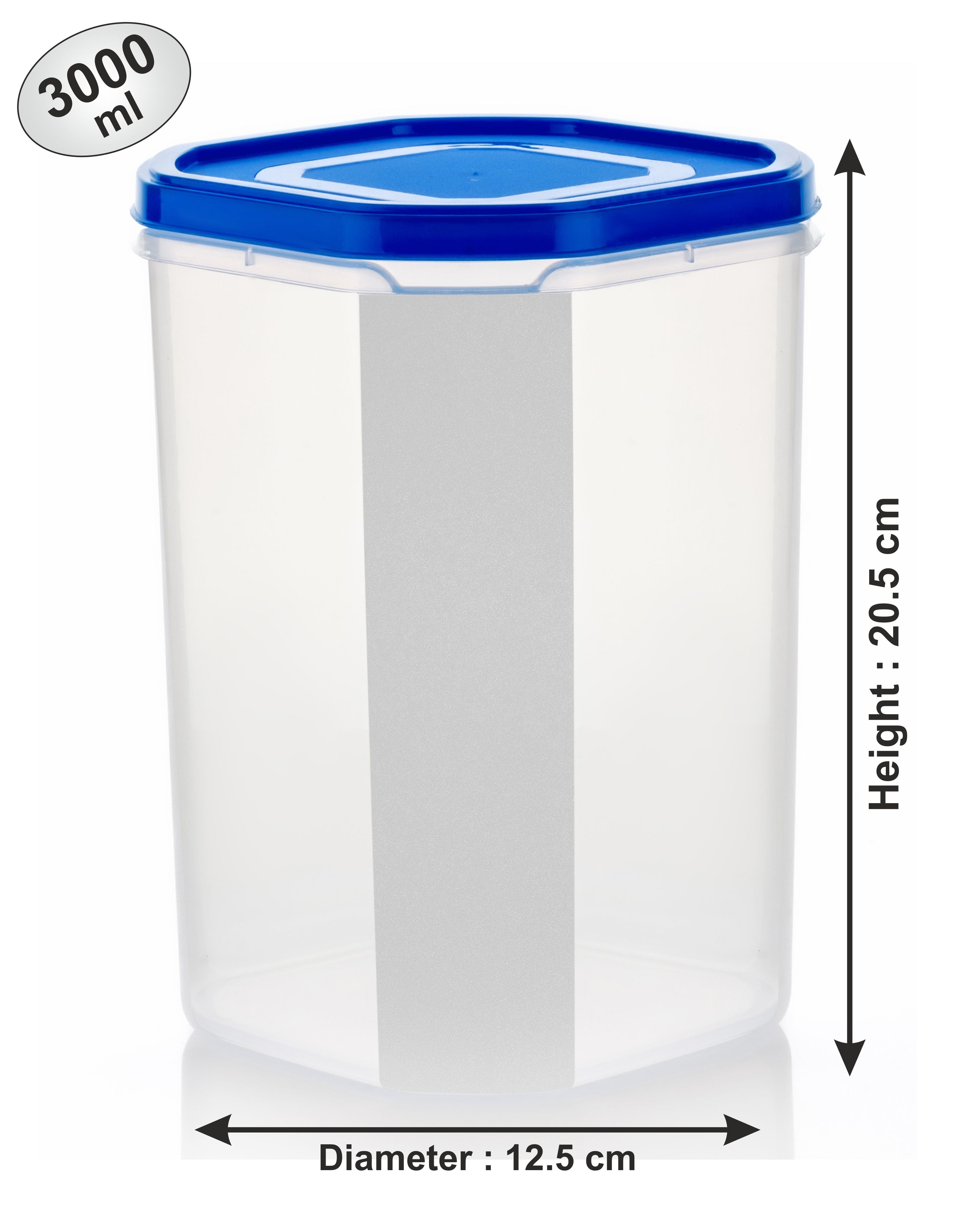 Qeyra 3-Piece Airtight Food Storage Containers Set – Blue Lid – Large, Medium & Small Size