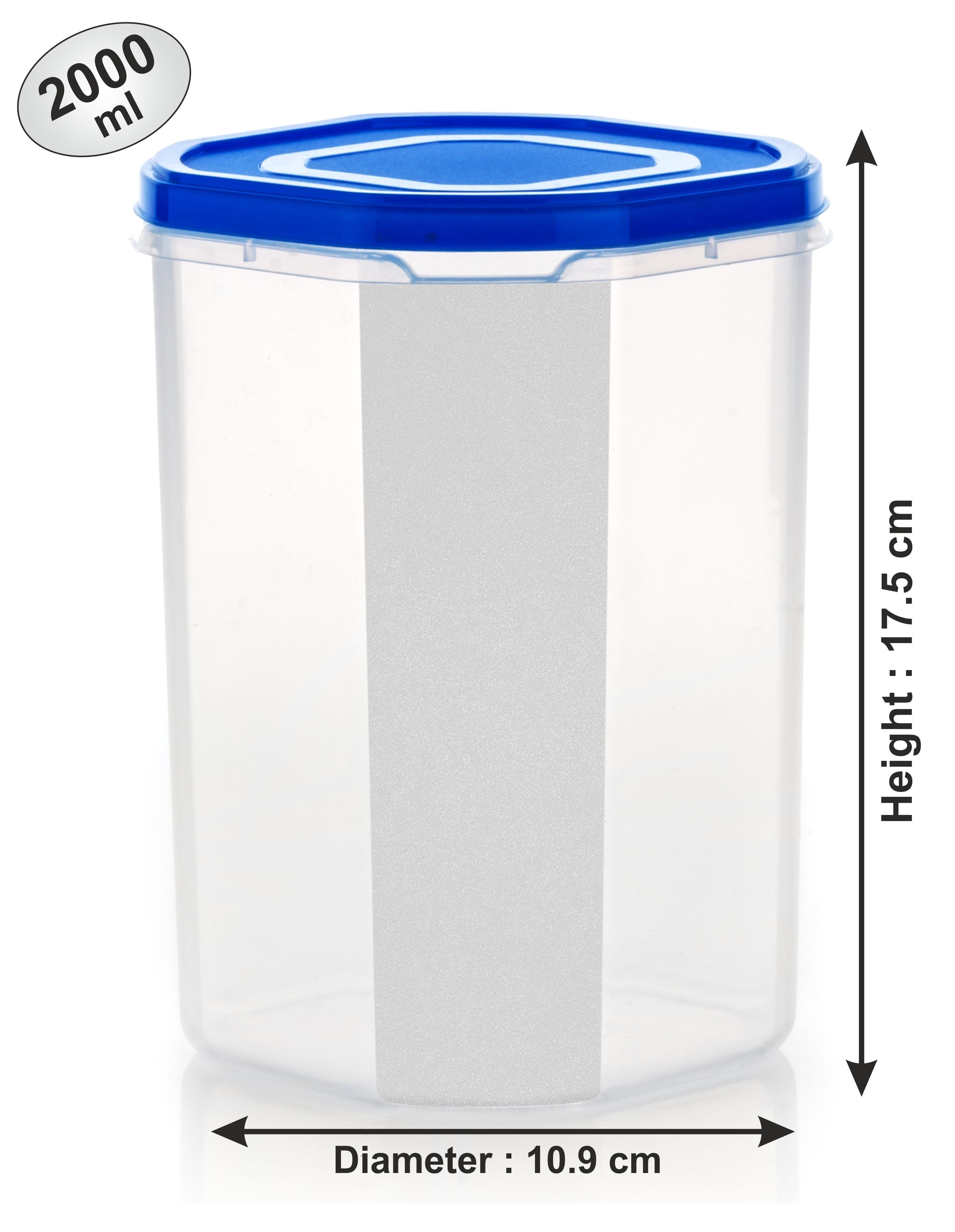 Qeyra 3-Piece Airtight Food Storage Containers Set – Blue Lid – Large, Medium & Small Size