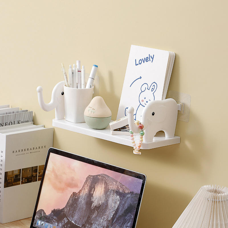 Qeyra Multifunctional Elephant Shaped Storage Shelf, No Punching Wall Mounted Mini Storage Rack