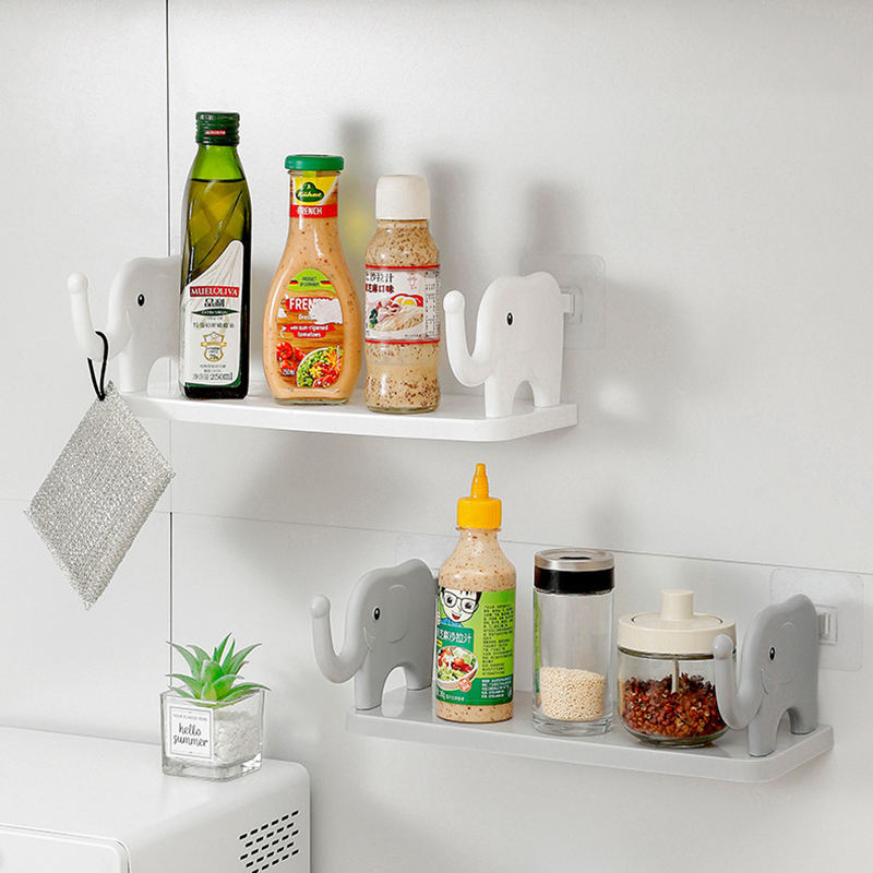Qeyra Multifunctional Elephant Shaped Storage Shelf, No Punching Wall Mounted Mini Storage Rack