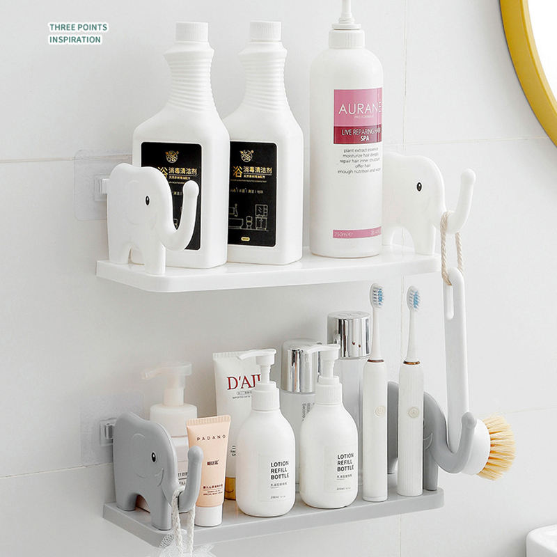 Qeyra Multifunctional Elephant Shaped Storage Shelf, No Punching Wall Mounted Mini Storage Rack
