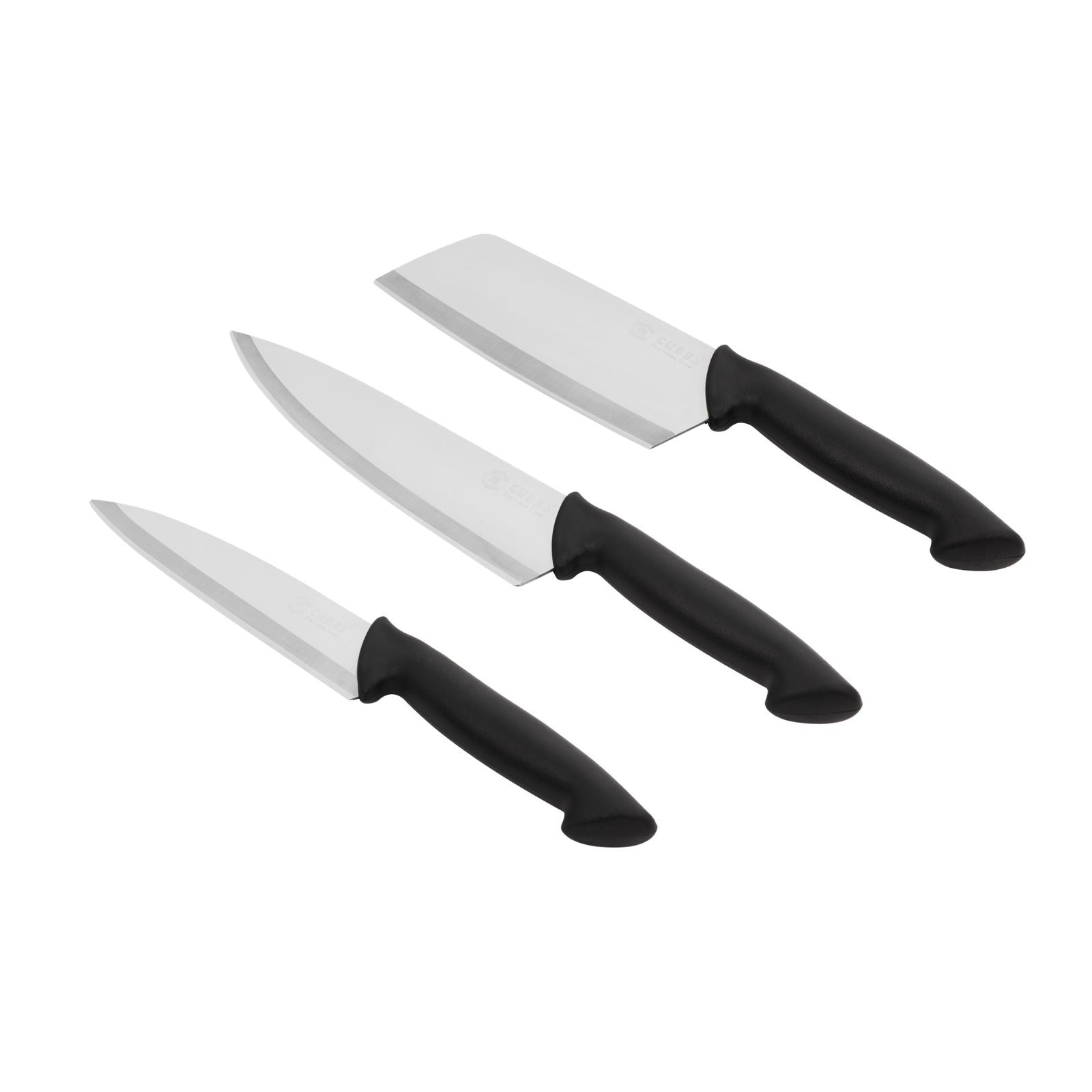 Qeyra Helix Combo Knife I Safe Knife I Stainless Steel Knife I Grip Handle Knife I Small , Big, Clever Knife ( Pack Of 3 )