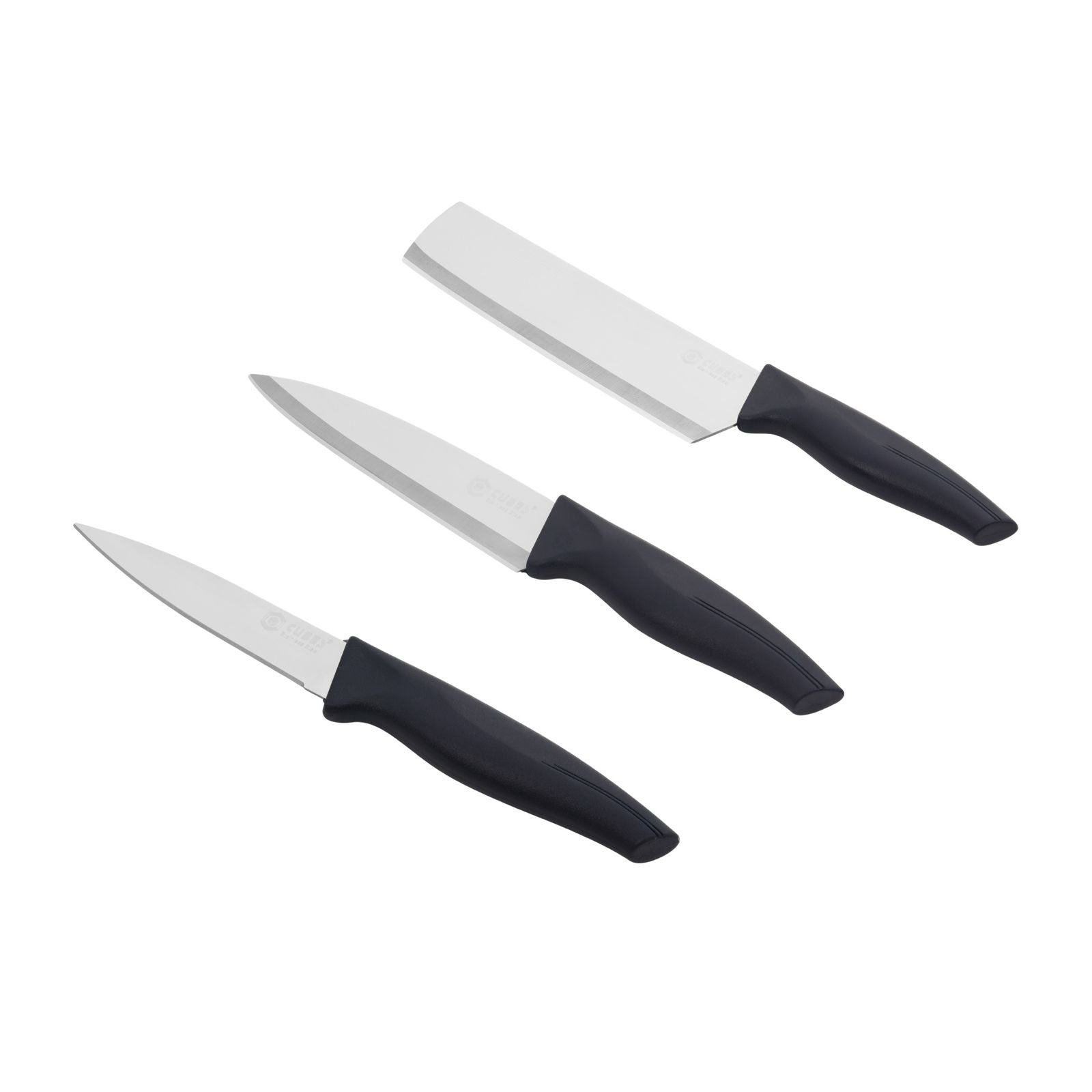 Qeyra Wings Combo Knife I Safe Knife I Stainless Steel Knife I Grip Handle Knife I Small , Big, Clever Knife ( Pack Of 3 )