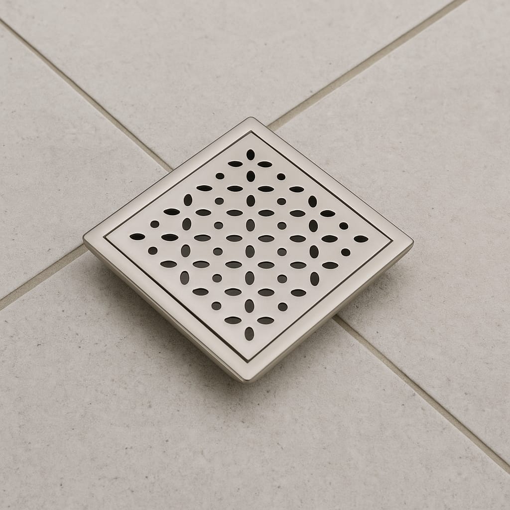 Qeyra Floor Drain | Premium 304 Grade Stainless Steel | Drain Jali Square | Square Drain Cover | Square Jali for Bathroom | Waste Water Drainer | Floor Drainer | Pack of 1 | (Satin Finish)