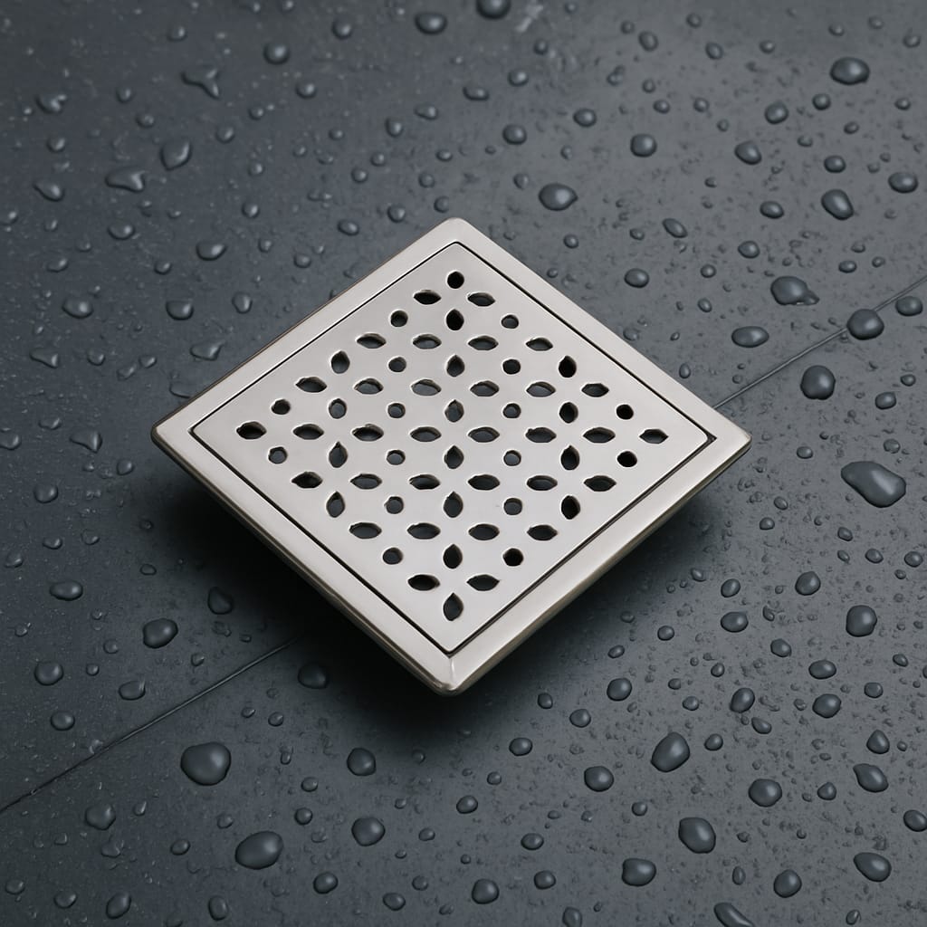 Qeyra Floor Drain | Premium 304 Grade Stainless Steel | Drain Jali Square | Square Drain Cover | Square Jali for Bathroom | Waste Water Drainer | Floor Drainer | Pack of 1 | (Satin Finish)