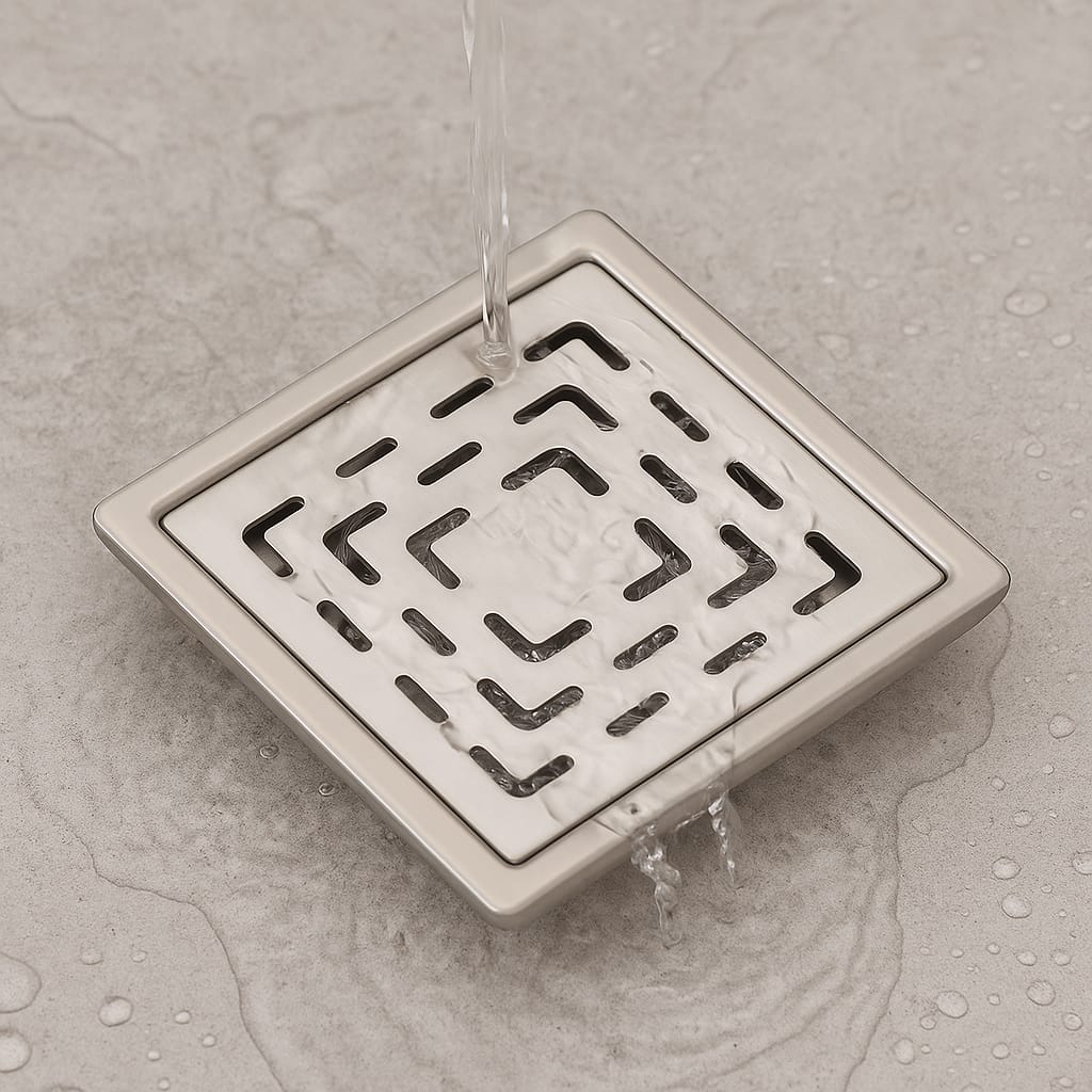 Qeyra Floor Drain | Premium 304 Grade Stainless Steel | Drain Jali Square | Square Drain Cover | Square Jali for Bathroom | Waste Water Drainer | Floor Drainer | Pack of 1 | (Satin Finish)
