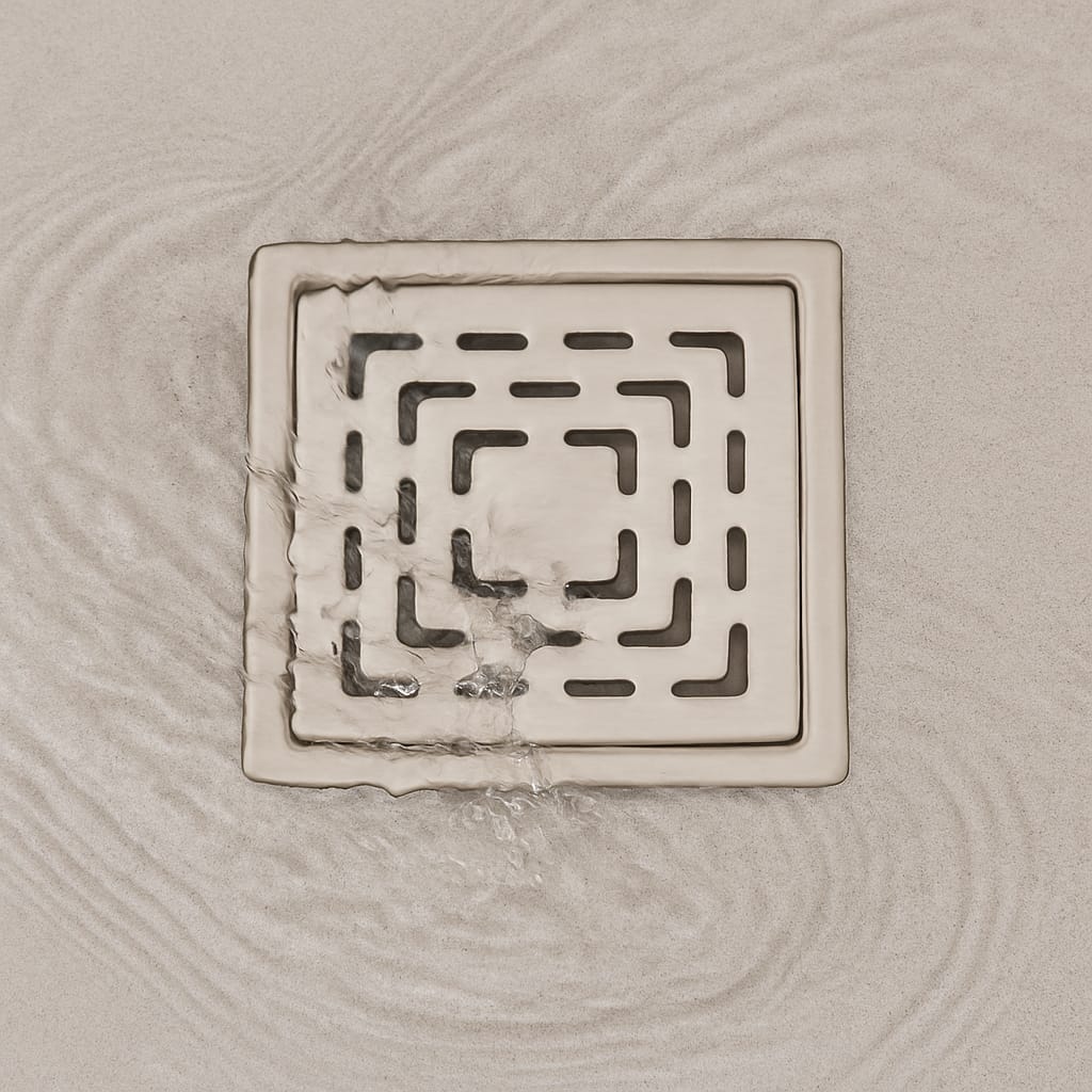 Qeyra Floor Drain | Premium 304 Grade Stainless Steel | Drain Jali Square | Square Drain Cover | Square Jali for Bathroom | Waste Water Drainer | Floor Drainer | Pack of 1 | (Satin Finish)