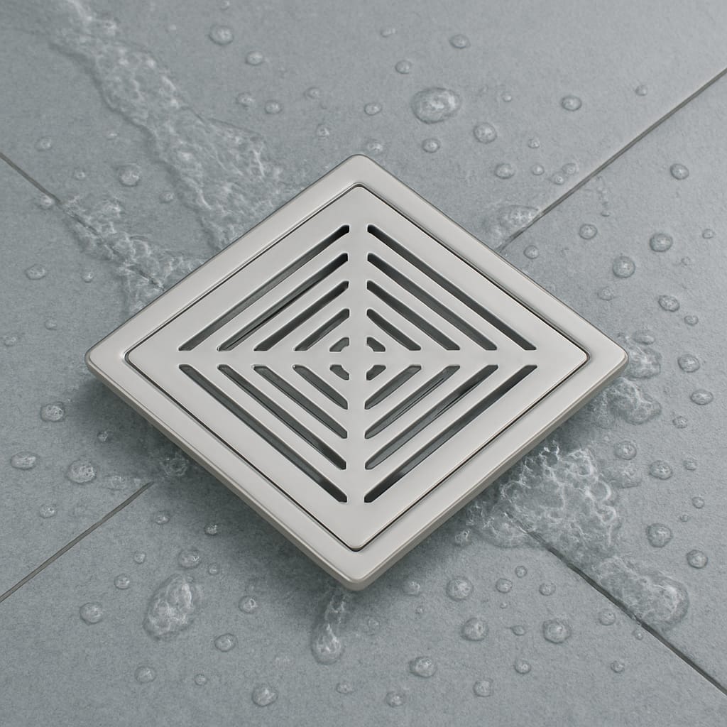 Qeyra Floor Drain | Premium 304 Grade Stainless Steel | Drain Square | Square Drain Cover | Square Jali for Bathroom | Waste Water Drainer | Floor Drainer | Pack of 1 | (Satin Finish)
