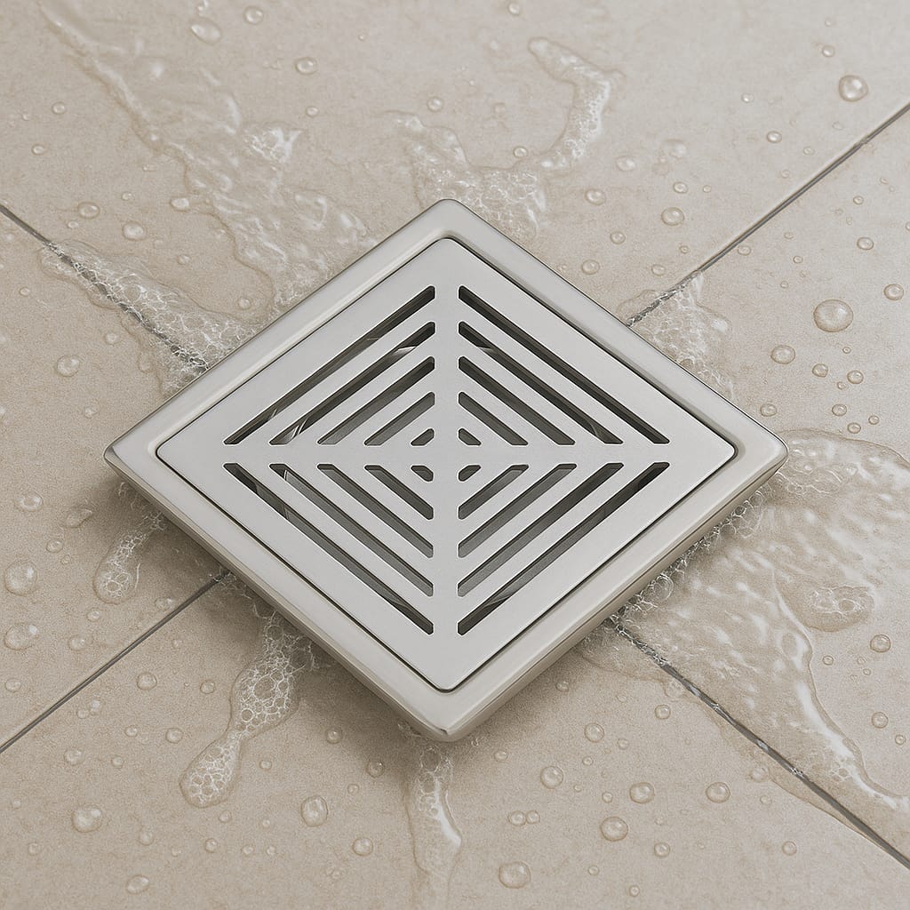 Qeyra Floor Drain | Premium 304 Grade Stainless Steel | Drain Square | Square Drain Cover | Square Jali for Bathroom | Waste Water Drainer | Floor Drainer | Pack of 1 | (Satin Finish)