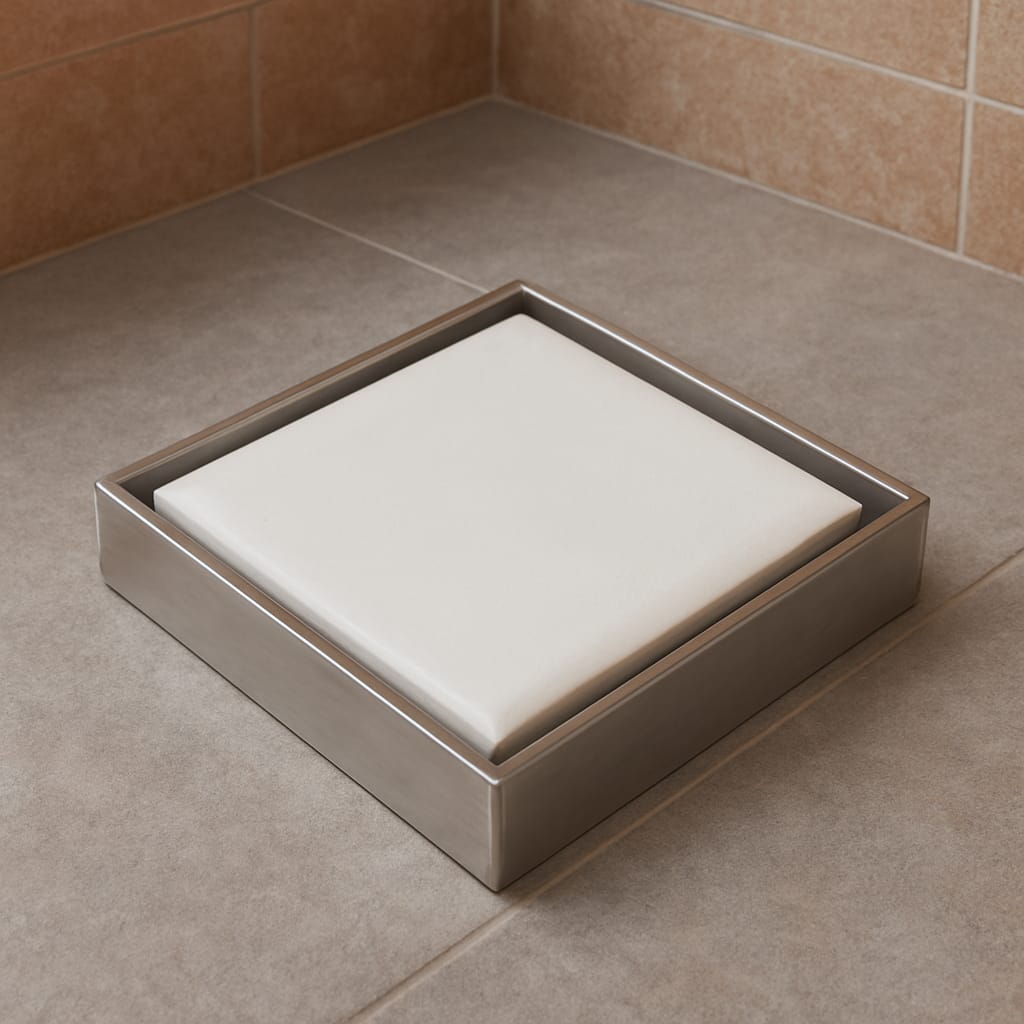 Qeyra Tile Insert Floor Drain | 304 Grade Stainless Steel | Invisible Shower Drain Channel | Waste Water Floor Drain | Drainer Channel | Anti Cockroach Trap | (Satin Finish)