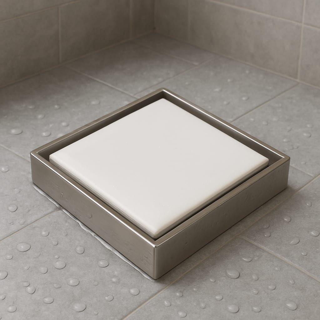 Qeyra Tile Insert Floor Drain | 304 Grade Stainless Steel | Invisible Shower Drain Channel | Waste Water Floor Drain | Drainer Channel | Anti Cockroach Trap | (Satin Finish)