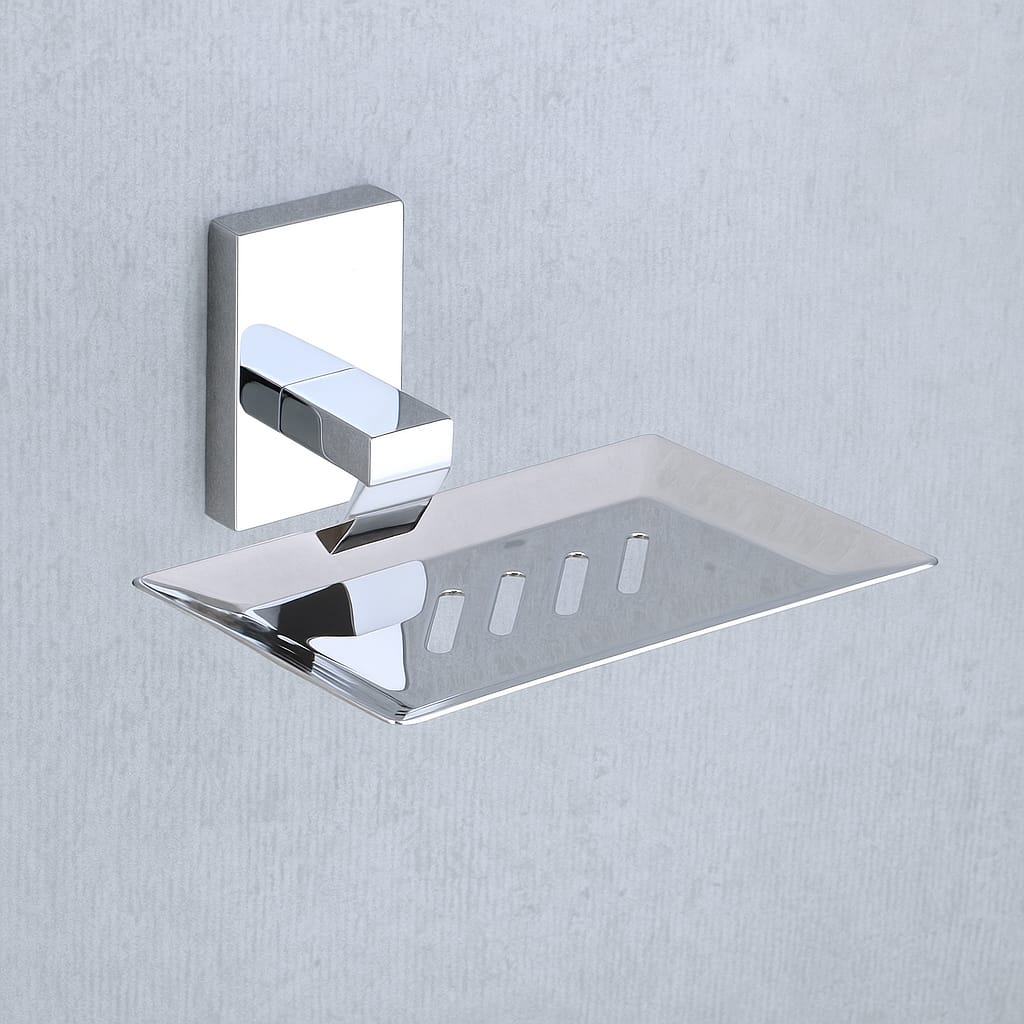Qeyra Square 304 Grade Stainless Steel Soap Dish for Bathroom/Soap Holder/Soap Stand/Soap Case/Bathroom Accessories - (Chrome Plating)