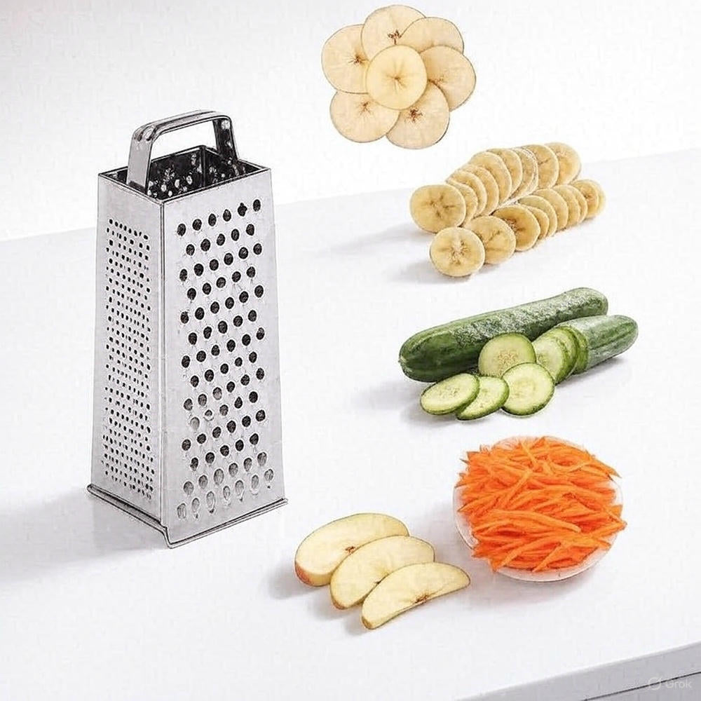 Qeyra (Allwin - AM 113) Stainless Steel 5 in 1 Multi Purpose Grater and Slicer with 4 Sides for Cheese, Vegetables, Ginger, Garlic, Chocolate