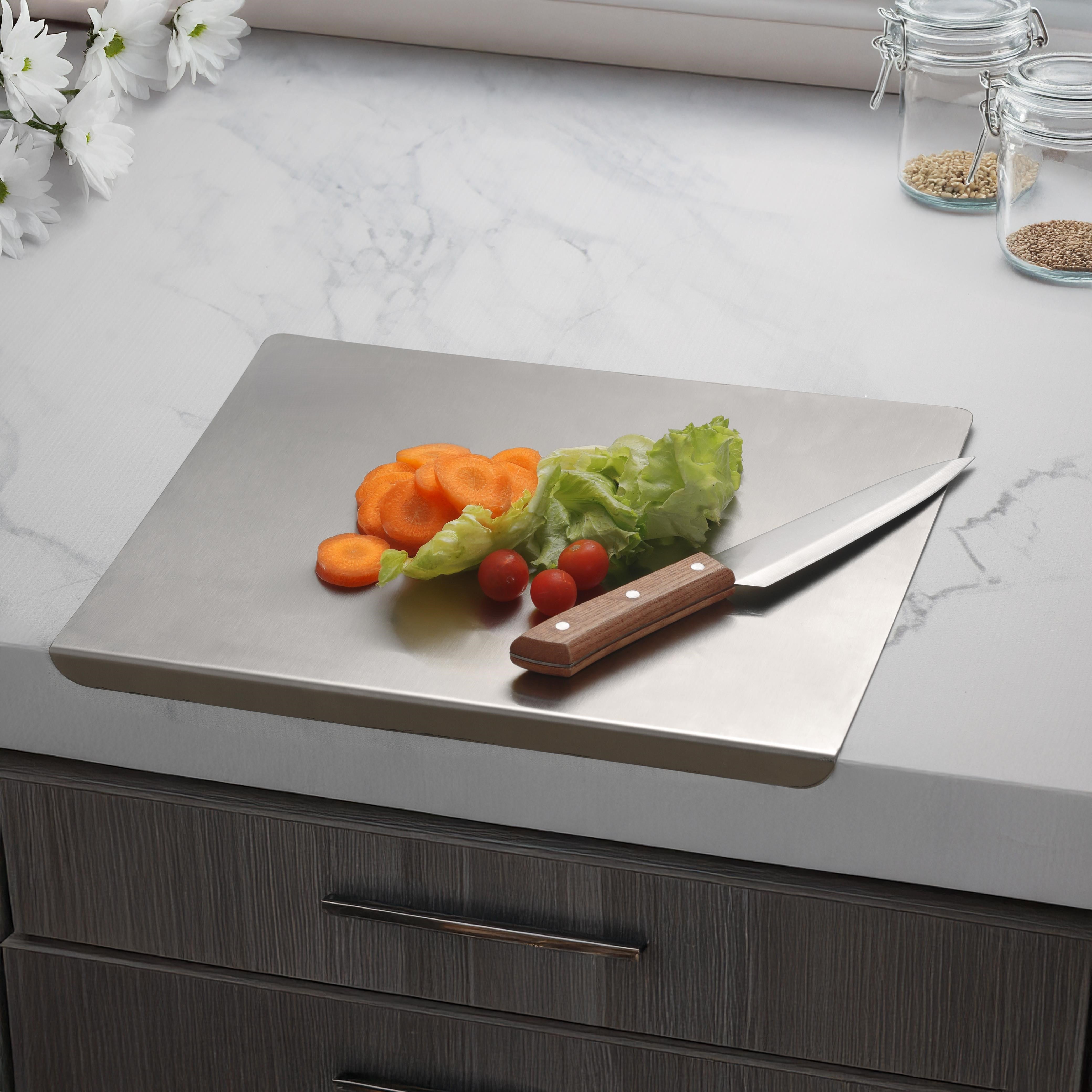 Qeyra (Allwin) 1 mm Stainless Steel Counter Top Chopping Board for Kitchen | Non Slip | Rust Proof | Heavy Duty Chopping Board For Vegetable,Fruits,Meats,Vegetable Chopper Board Safe And Durable