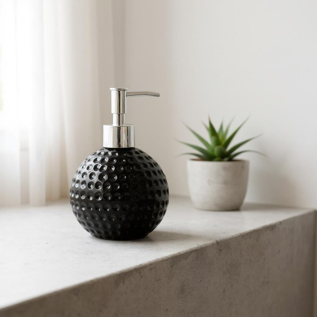 Qeyra Ceramic Soap Dispenser for Bathroom handwash, refillable Pump Bottle for Kitchen Hand wash Basin, Set of 1 , BLACK