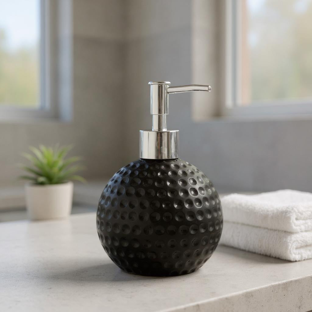 Qeyra Ceramic Soap Dispenser for Bathroom handwash, refillable Pump Bottle for Kitchen Hand wash Basin, Set of 1 , BLACK