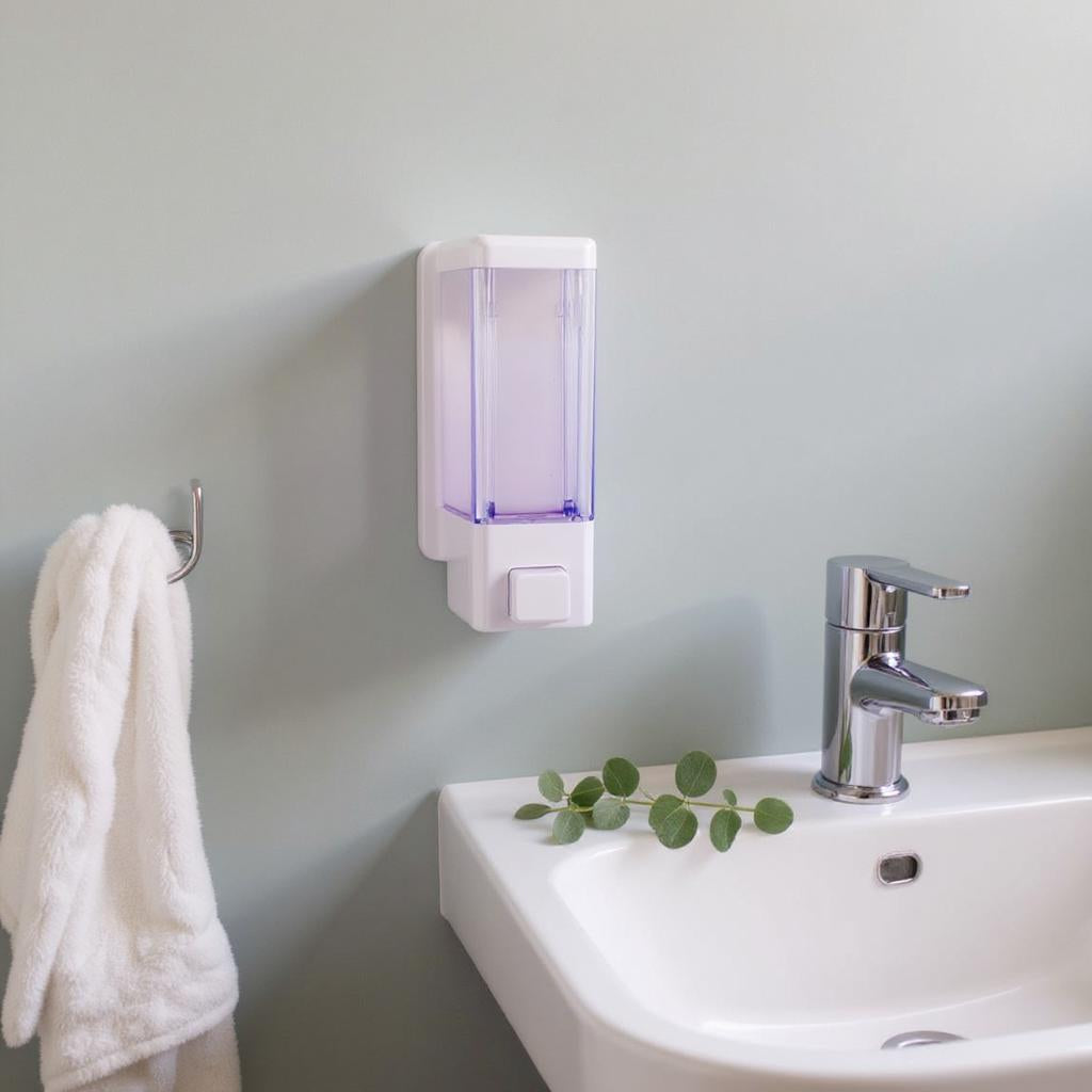 Qeyra Abs Wall Mounted Shampoo Sanitizer Lotion Hand Dish Wash Gel Liquid Soap Dispenser for Bathroom and Kitchen (350ml white -1pc)