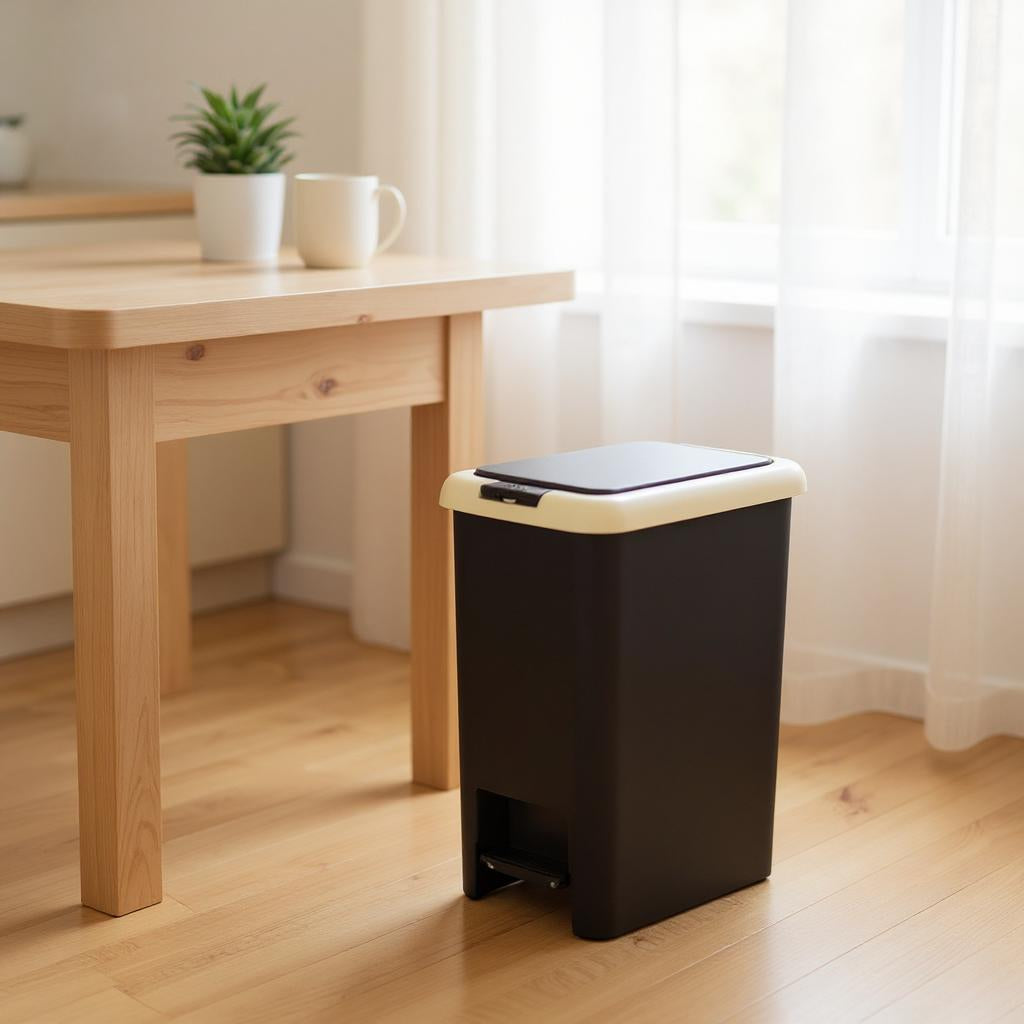 Qeyra Portable Plastic Push And Pedal Dustbin With Lid Garbage Bins for Home Office,Set of 1