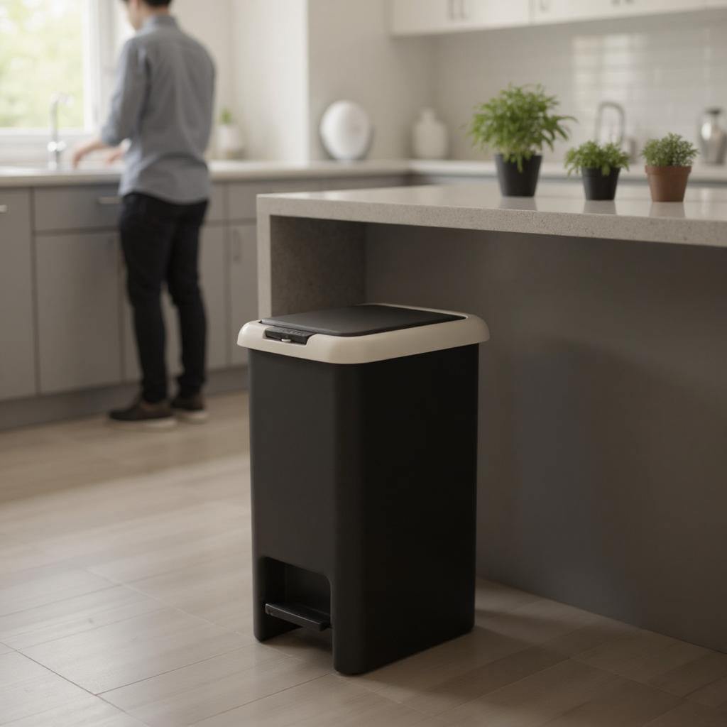 Qeyra Portable Plastic Push And Pedal Dustbin With Lid Garbage Bins for Home Office,Set of 1