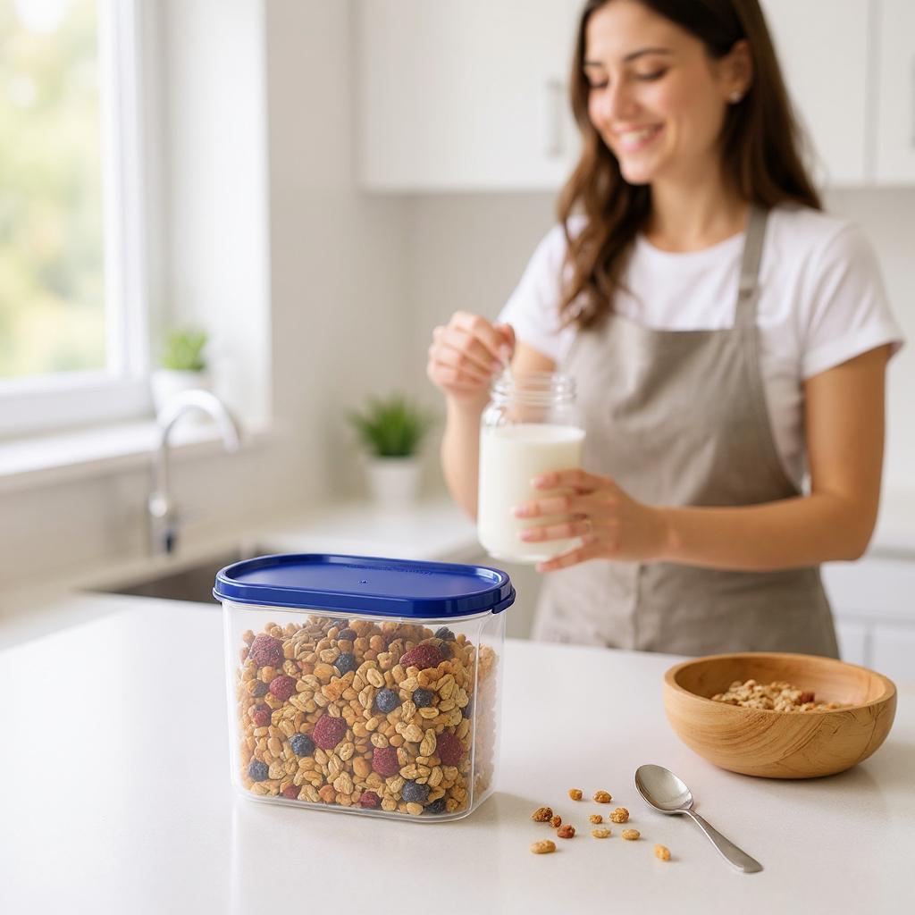 Qeyra Oval Airtight Container 2500ml For Grocery Storage, Snacks (Pack Of 6,blue)