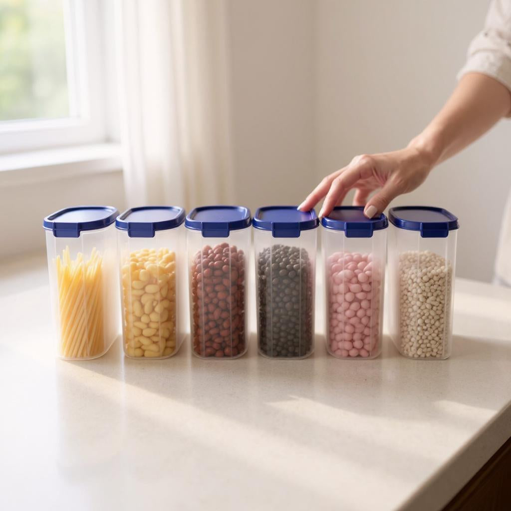Qeyra Oval Airtight Container 2500ml For Grocery Storage, Snacks (Pack Of 6,blue)