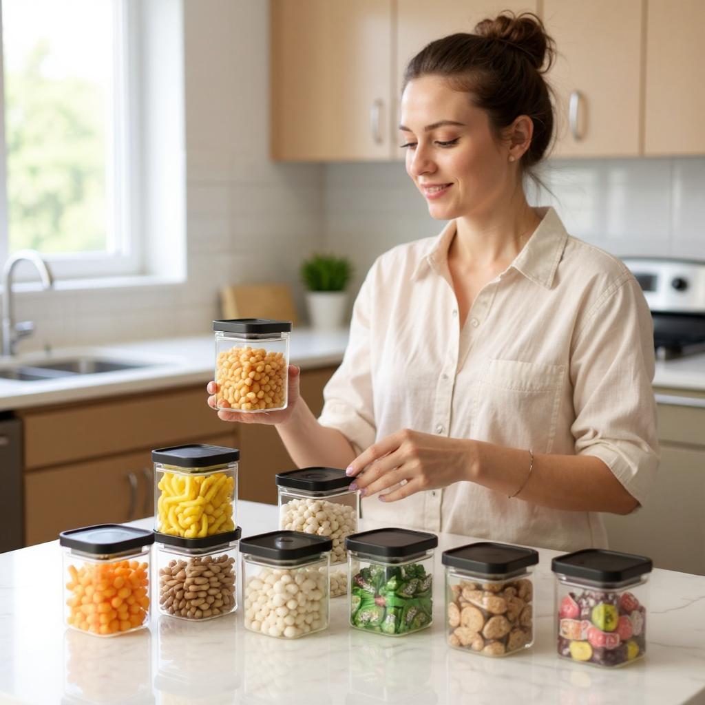 Qeyra Push cap 550ml Plastic Containers for Kitchen Storage Airtight & BPA Free Storage Boxes for Kitchen