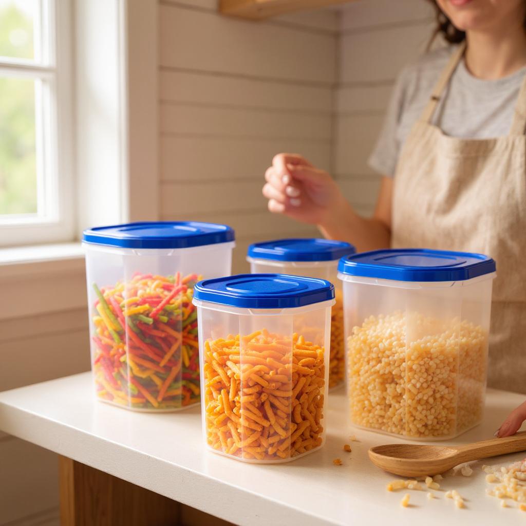 Qeyra 3-Piece Airtight Food Storage Containers Set – Blue Lid – Large, Medium & Small Size