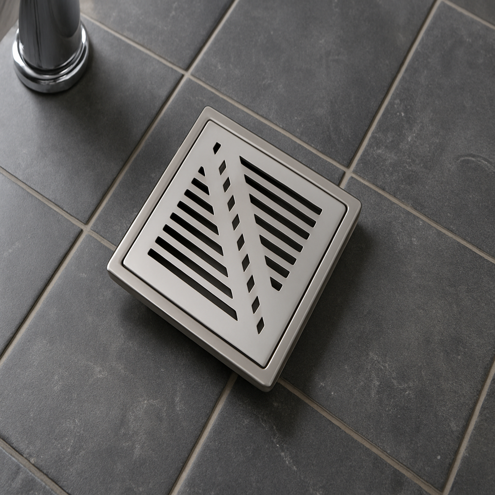 Qeyra Floor Drain | Premium 304 Grade Stainless Steel | Drain Jali Square | Square Drain Cover | Square Jali for Bathroom | Waste Water Drainer | Floor Drainer | Pack of 1 | (Satin Finish)