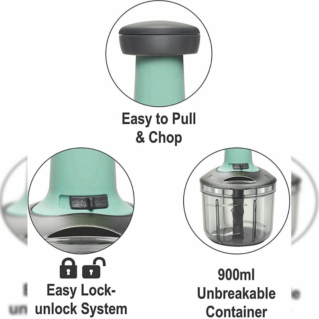 Qeyra (Allwin - AM 214) Manual Hand Press Push Chopper with 4 Blades for Effortless Chopping Vegetables & Fruits Chopper Mixer Cutter to Cut Onion, Salad, Tomato, Potato(Indian,Multi color) (Push Chopper, 1000 ML)