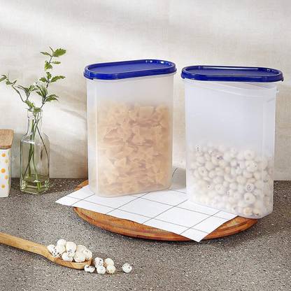 Qeyra Oval Airtight Container 2500ml For Grocery Storage, Snacks (Pack Of 6,blue)