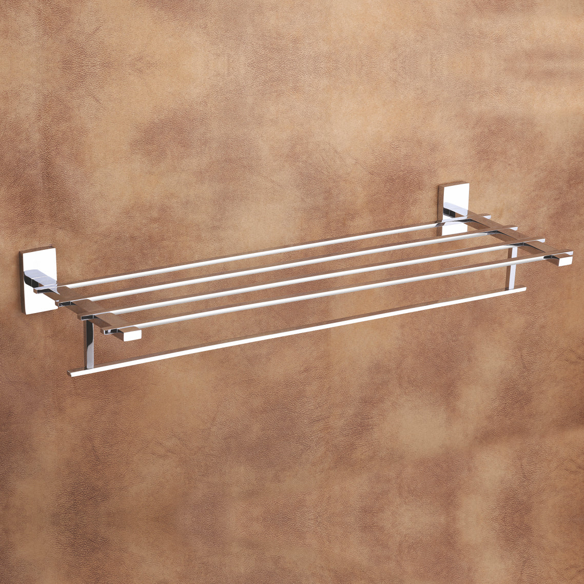 Qeyra Square 304 Grade Stainless Steel Towel Rack for Bathroom /towel Stand/Towel Hanger/ Wall Mount / Bathroom Accessories (24-Inch) – (Chrome Plating)
