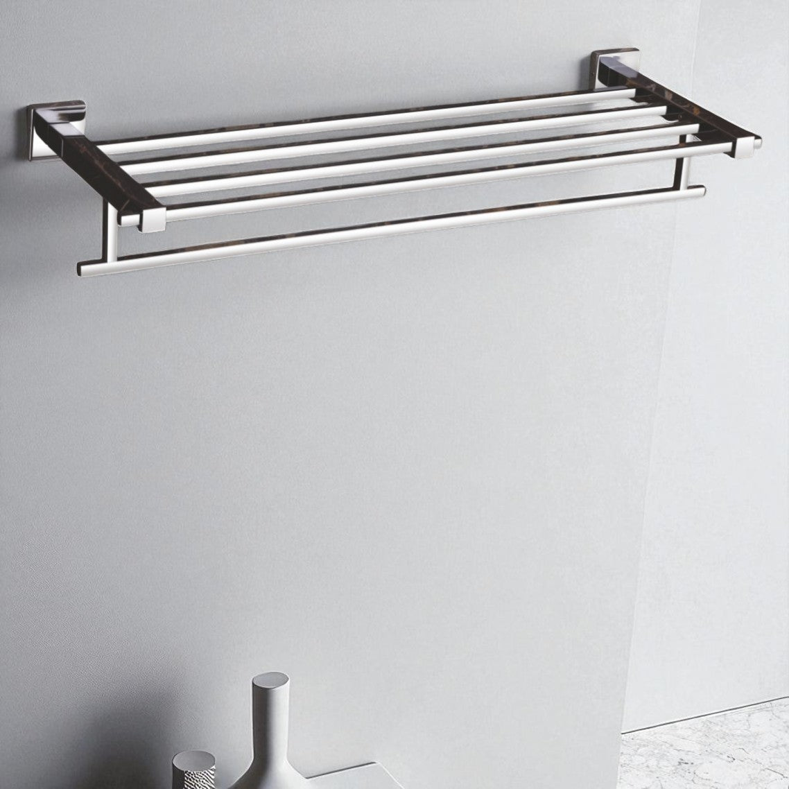 Qeyra Olive 304 Grade Stainless Steel Towel Rack for Bathroom /towel Stand/Towel Hanger/ Wall Mount / Bathroom Accessories (24-Inch) – (Chrome Plating)