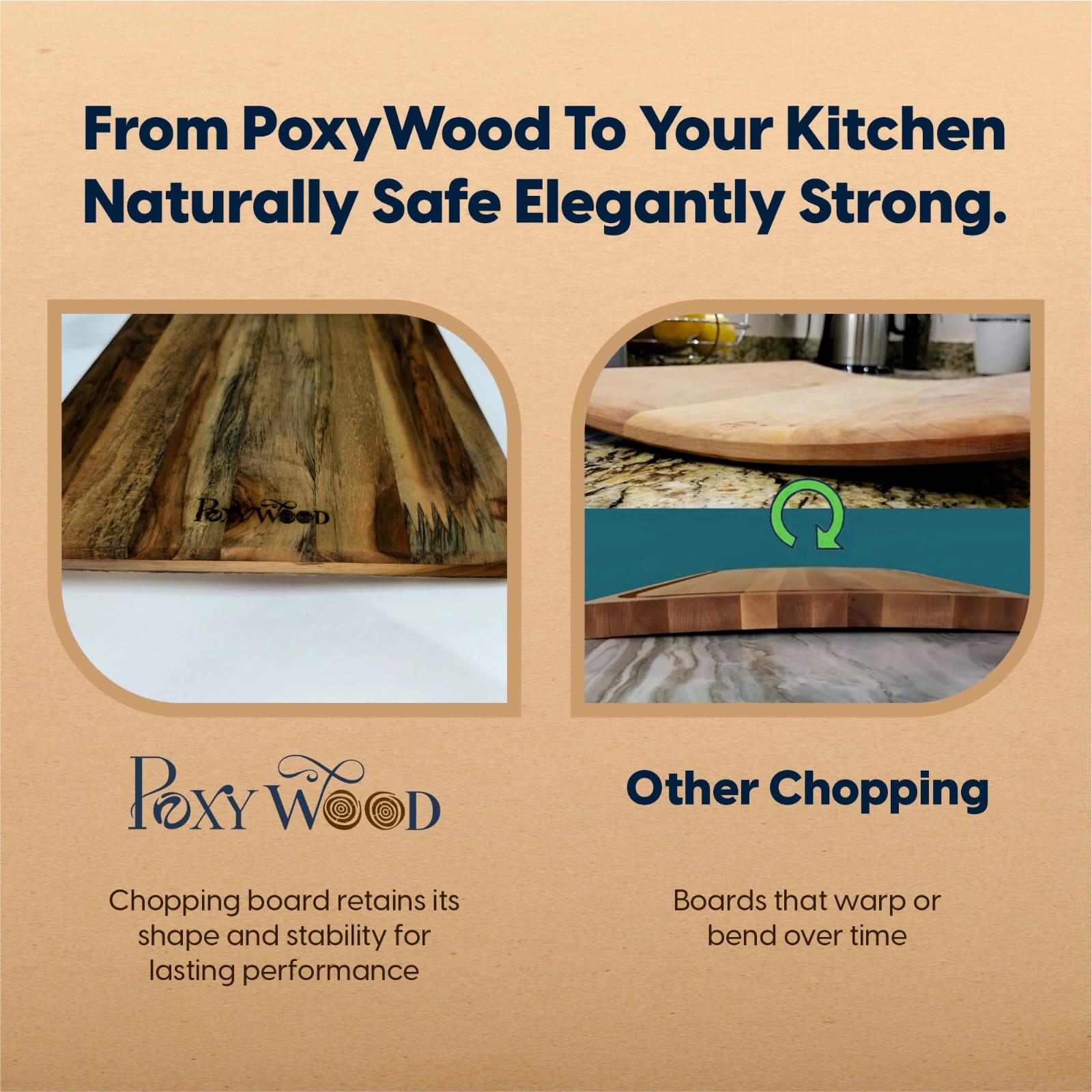 Poxywood Teak Wood Round Bat Chopping Board