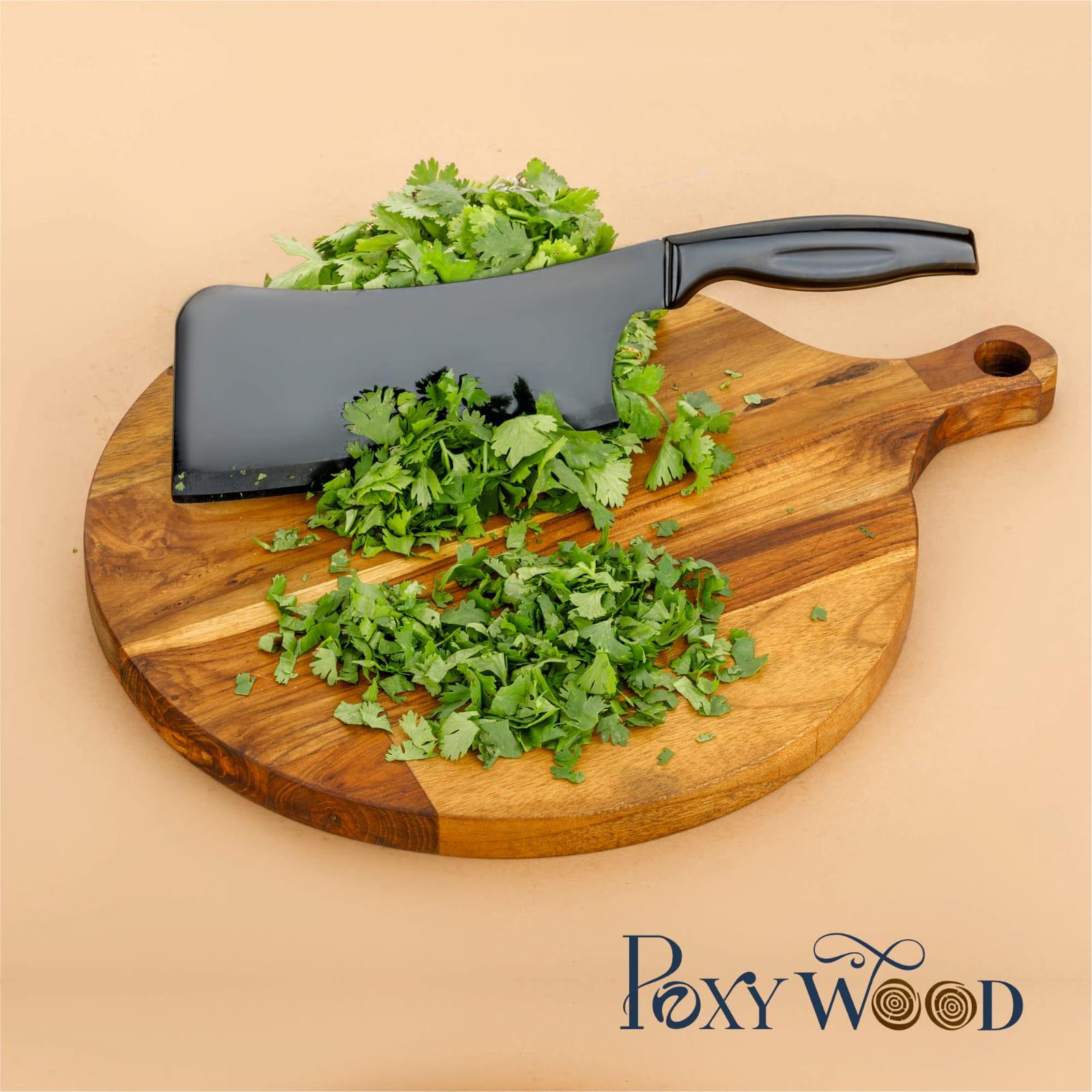 Poxywood Teak Wood Round Bat Chopping Board