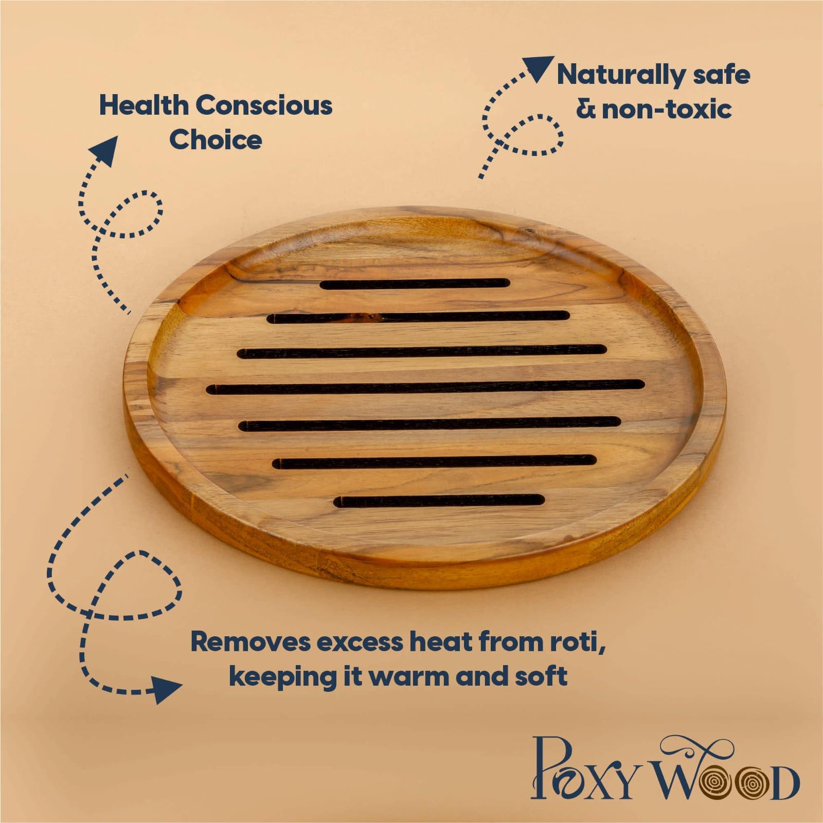 Poxywood Round Wooden Roti Cooling & Serving Plate