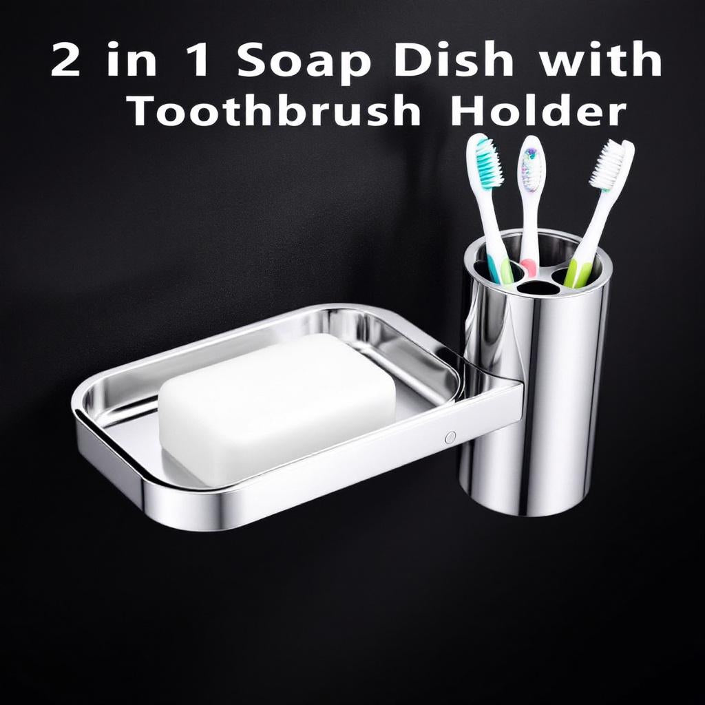 2 in 1 Soap Dish with Toothbrush Holder