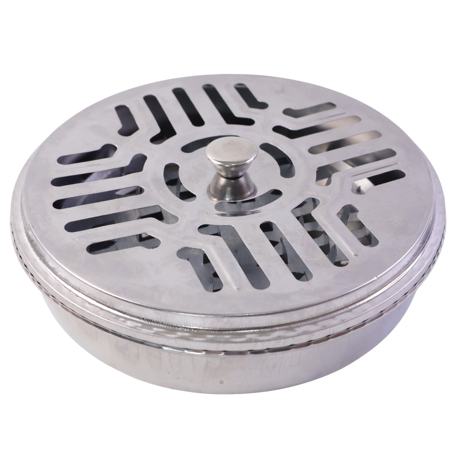 Stainless Steel Mosquito Coil Stand With Smoke Vent Lid (1 Pc)