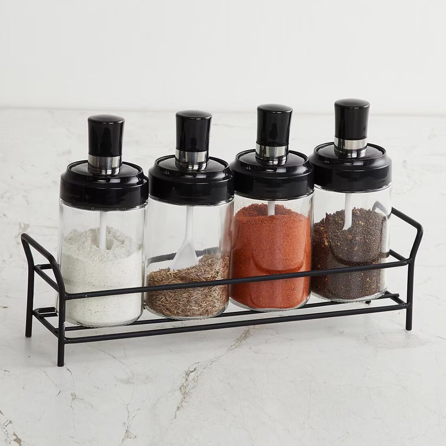 Transparent Glassoil Dispenser 500 Ml Bottle Set Of 2 Spice Jar 250 Ml Set Of 3 Oil Bottle For Kitchen Oil  Vinegar Storage Glass Bottle Glass Container For Spice Masala (5 Pcs Set)