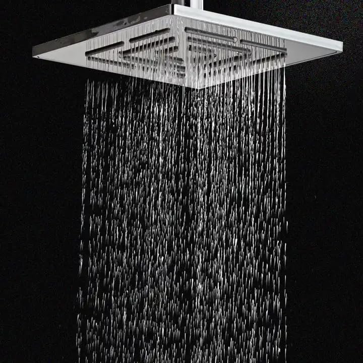 Qeyra Thik Maze Stainless Steel Glossy Finish High Pressure Rain Shower Head – Luxury Fixed Bathroom Fixture 6X6