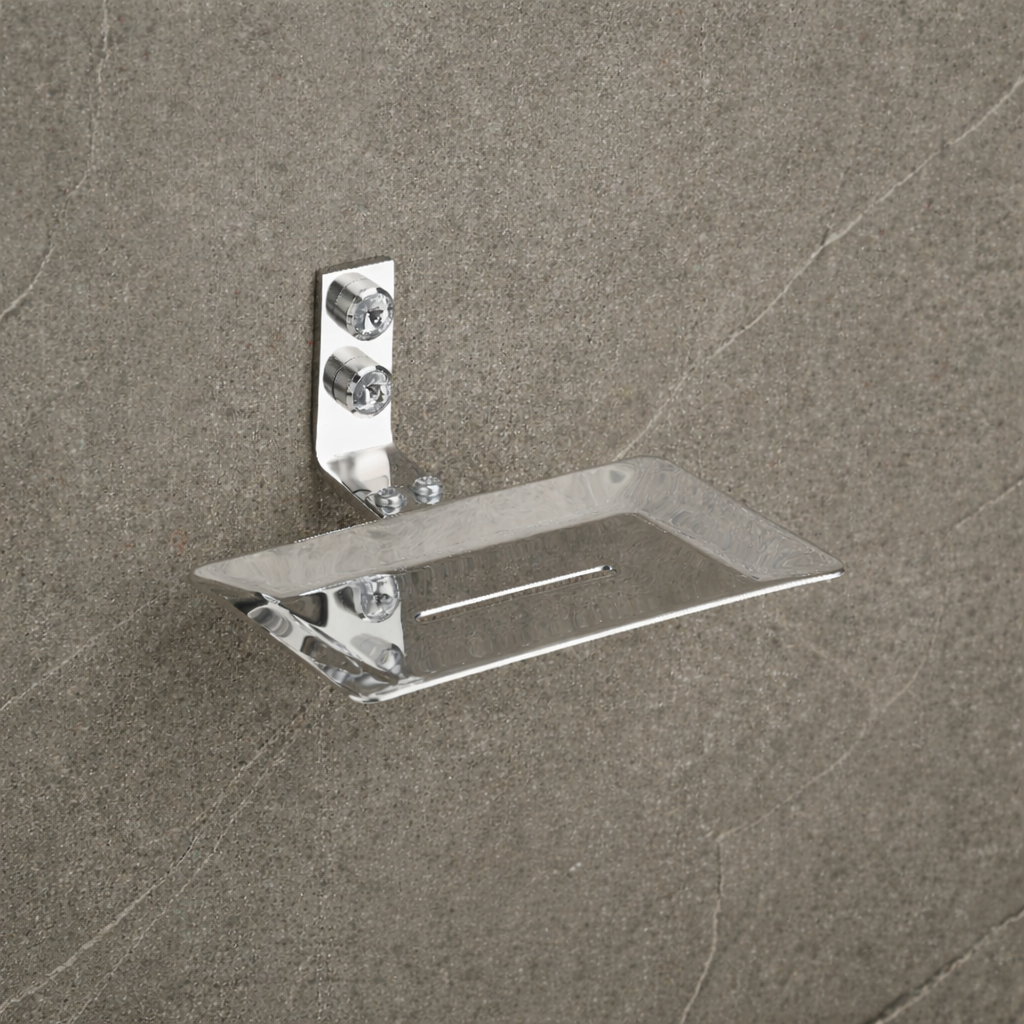 Qeyra Crystal 304 Grade Stainless Steel Soap Dish for Bathroom/Soap Holder/Soap Stand/Soap Case/Bathroom Accessories - (Chrome Plating)