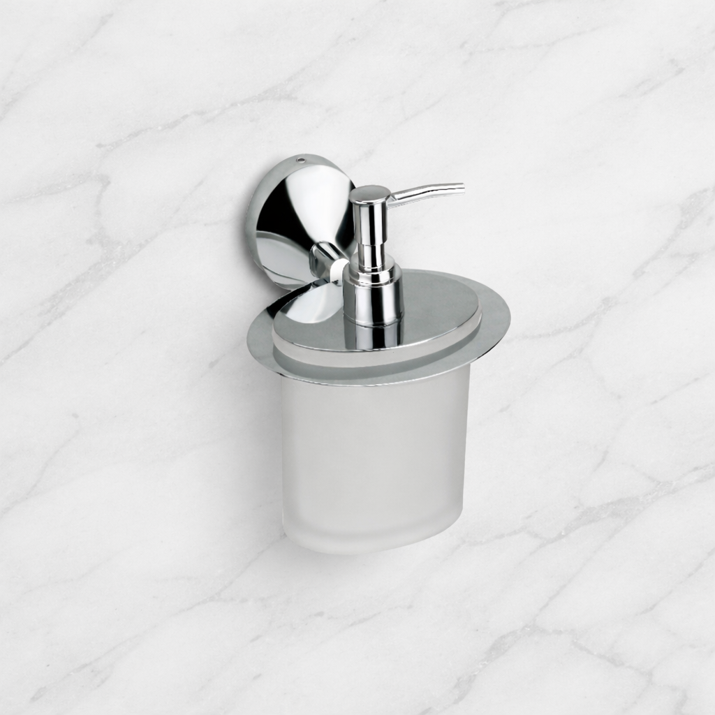 Qeyra Saffron 304 Grade Stainless Steel Hand Wash Holder for Wash Basin/Liquid Soap Dispenser/Wall Mount/Bathroom Accessories - (Chrome Plating)