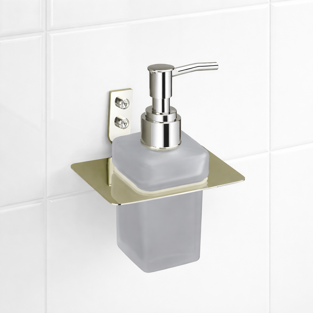 Qeyra Crystal 304 Grade Stainless Steel Hand Wash Holder for Wash Basin/Liquid Soap Dispenser/Wall Mount/Bathroom Accessories - (Chrome Plating) (Copy)
