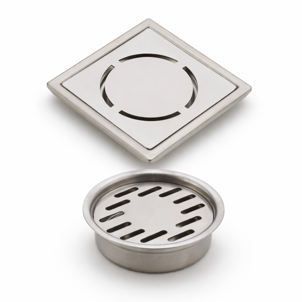 Qeyra Floor Drain | Premium 304 Grade Stainless Steel | Drain Jali Square | Square Drain Cover | Square Jali for Bathroom | Waste Water Drainer | Floor Drainer | Pack of 1 | (Satin Finish)