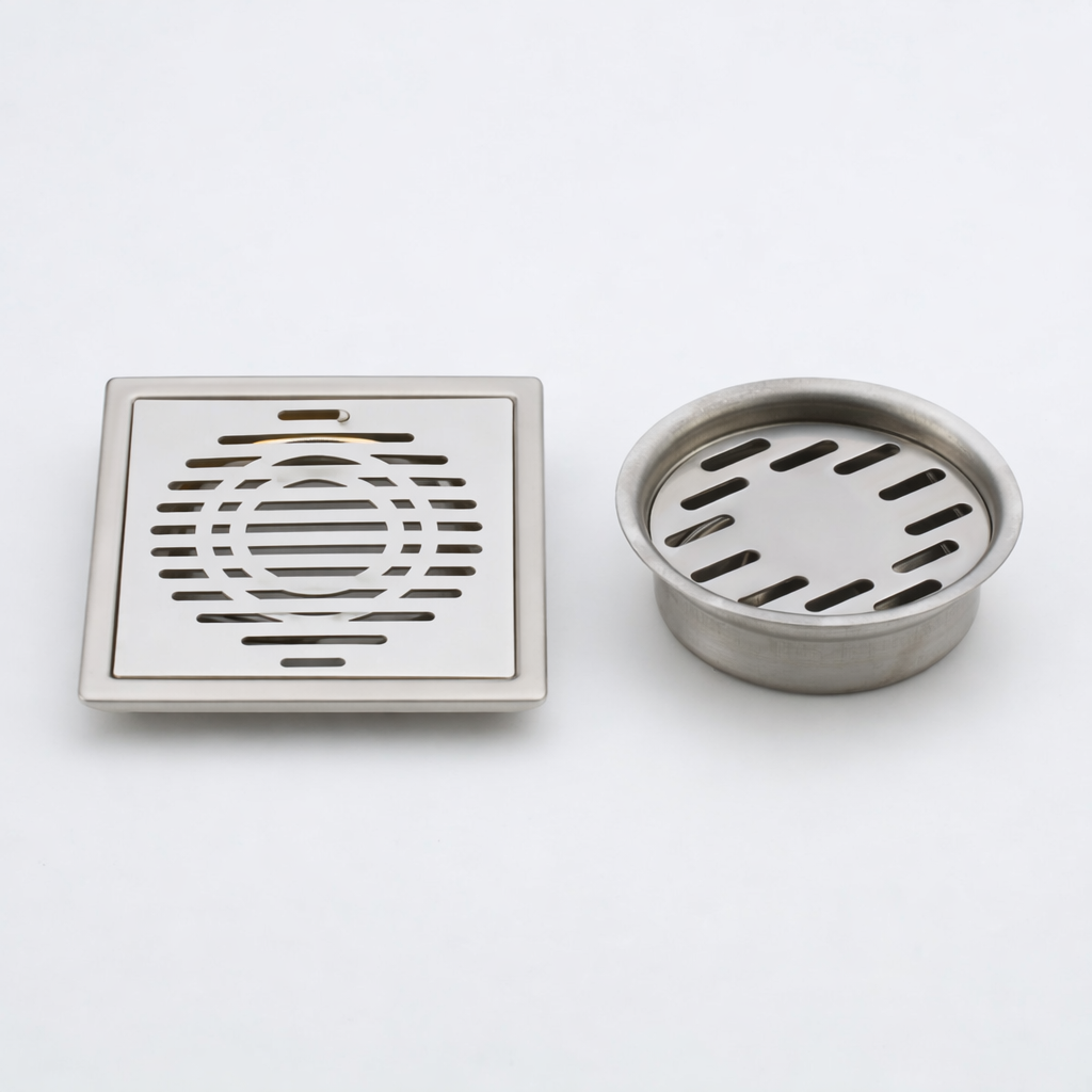 Qeyra Floor Drain | Premium 304 Grade Stainless Steel | Drain Jali Square | Square Drain Cover | Square Jali for Bathroom | Waste Water Drainer | Floor Drainer | Pack of 1 | - (Satin Finish)