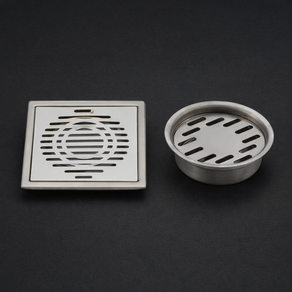 Qeyra Floor Drain | Premium 304 Grade Stainless Steel | Drain Jali Square | Square Drain Cover | Square Jali for Bathroom | Waste Water Drainer | Floor Drainer | Pack of 1 | - (Satin Finish)